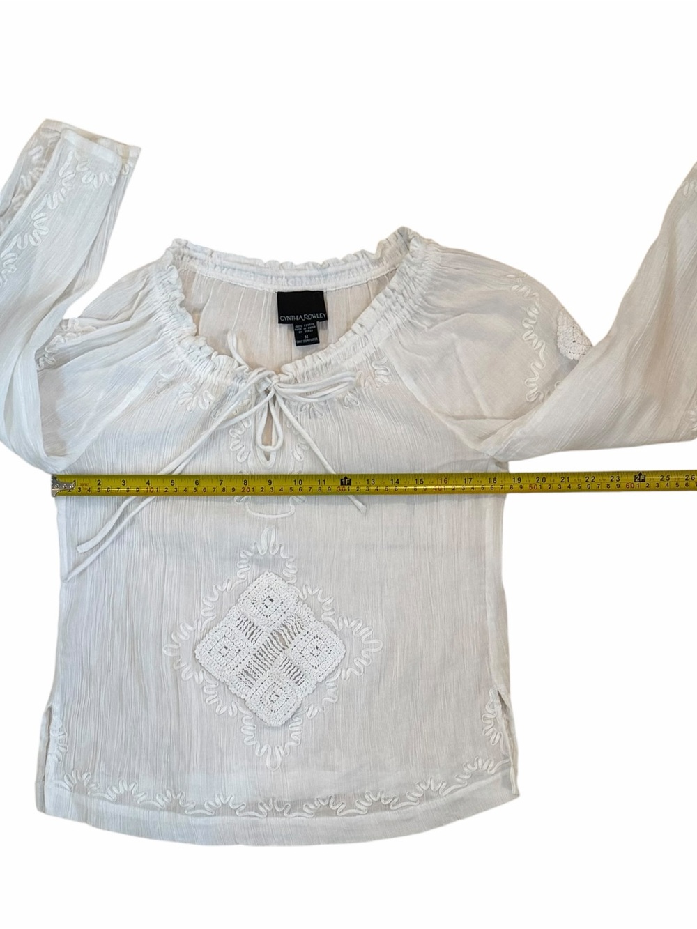 Cynthia Rowley Boho Cotton Ivory Peasant Blouse Sz Med - Picture 5 of 9